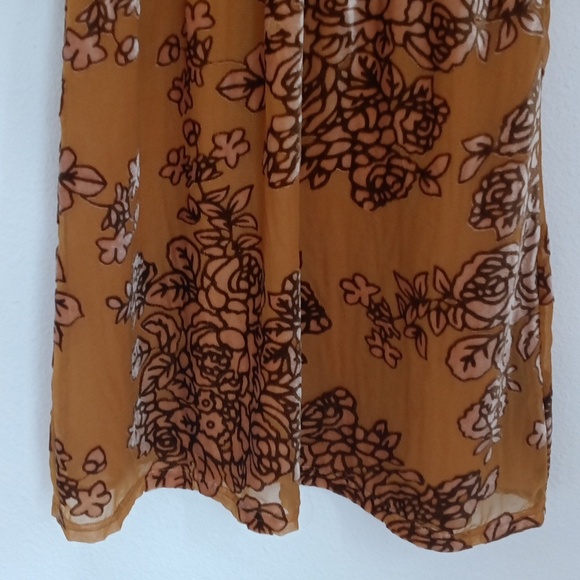 Y2K Hale Bob Womens Top Sz XS Gold Peasant Babydoll Velvet Burnout Puff Sleeves - Picture 3 of 9